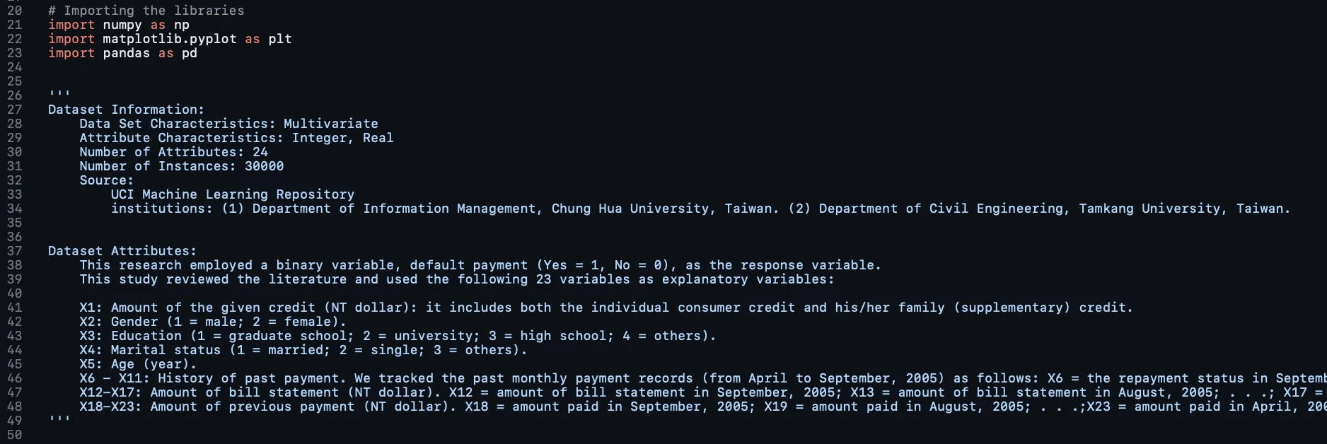 Dataset data set for credit rsik ann ml prediction