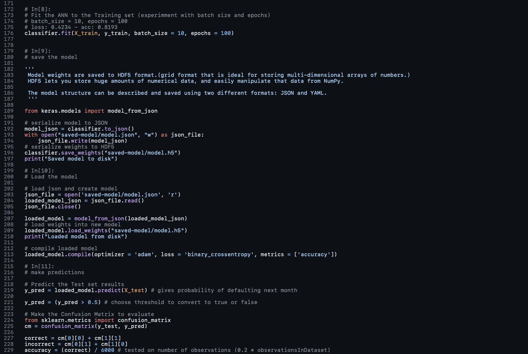 Running the model running the ann model to predict credit risk in finance